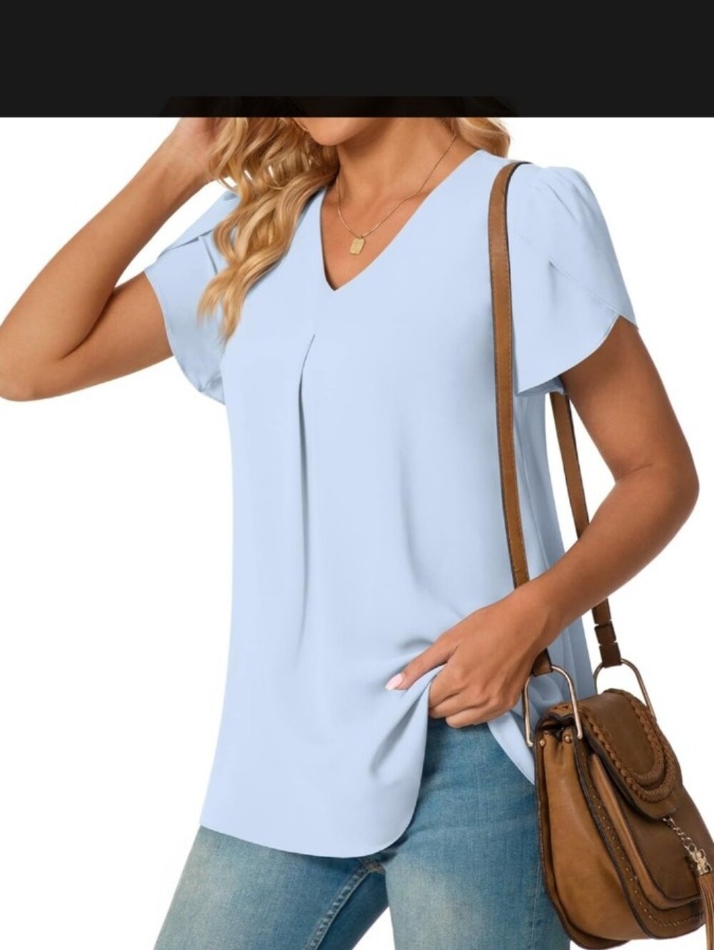 New With Tags 4 PACK Light Blue & Navy & Blue & White/Blue Anyally Blouse's - Picture 15 of 16